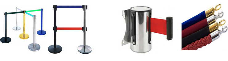 retractable queue stand stanchions